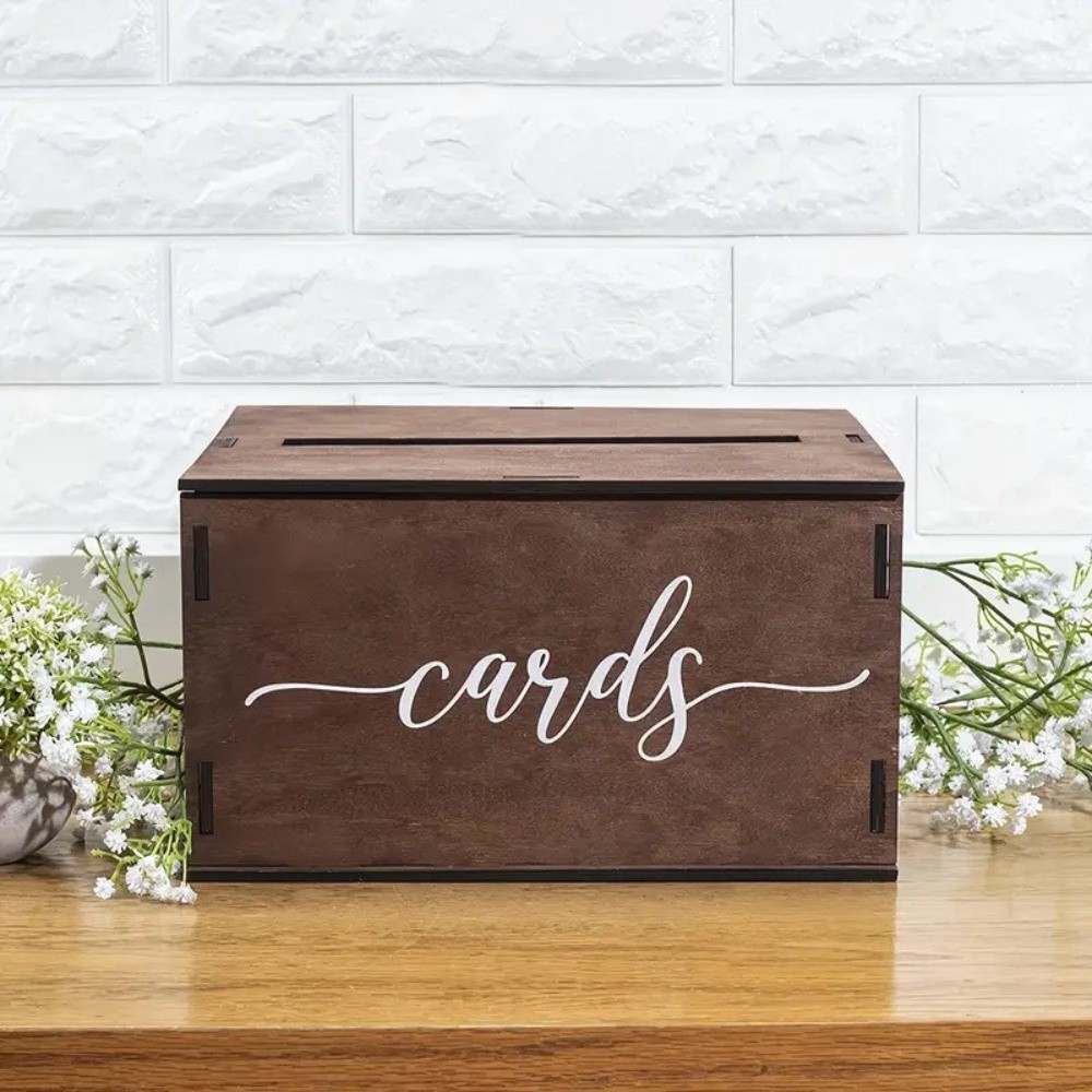 Wedding Card Box - Nieuwe houten trouwkaartendoos decoratief met deksel,